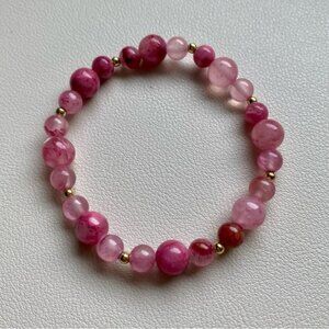 Pink and Gold Beaded Bracelet